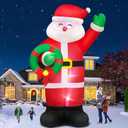 Danxilu 12 FT Giant Christmas Inflatable Santa Claus Outdoor Decorations Built-in LED Lights, Large Inflatable Santa Blow up Yard Decorations IP44 Waterproof Xmas Decor for Outside Lawn Holiday Party