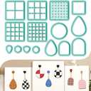 beinkmake 15Pcs Square Polymer Clay Cutters Checkered Grid Clay Earrings Cutters Polymer Jewelry Cutter for Earrings Making Birthday Party DIY Supplies