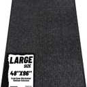 Front Door Mat Indoor Outdoor Entrance, 48" x 96" All-Season Heavy Duty Waterproof Doormat, Non-Slip Absorbent Entryway Mat, Easy to Clean, Low Profile Commercial Floor Mat for Indoor Outdoor (Black Double Stripes)