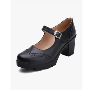 DADAWEN Women's Chunky Low Block Heels Mary Jane Closed Toe Work Pumps Comfortable Round Toe Oxfords Dress Wedding Shoes 34 size