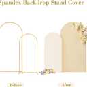 7.2FT 6FT Arch Backdrop Cover for Wedding, Set of 2 Stretchy Spandex Fitted Arch Stand Cover for Baby Shower, Birthday Party Decor, Chiara Backdrop Cover with Double-Sided Design(Ivory,Champagne)