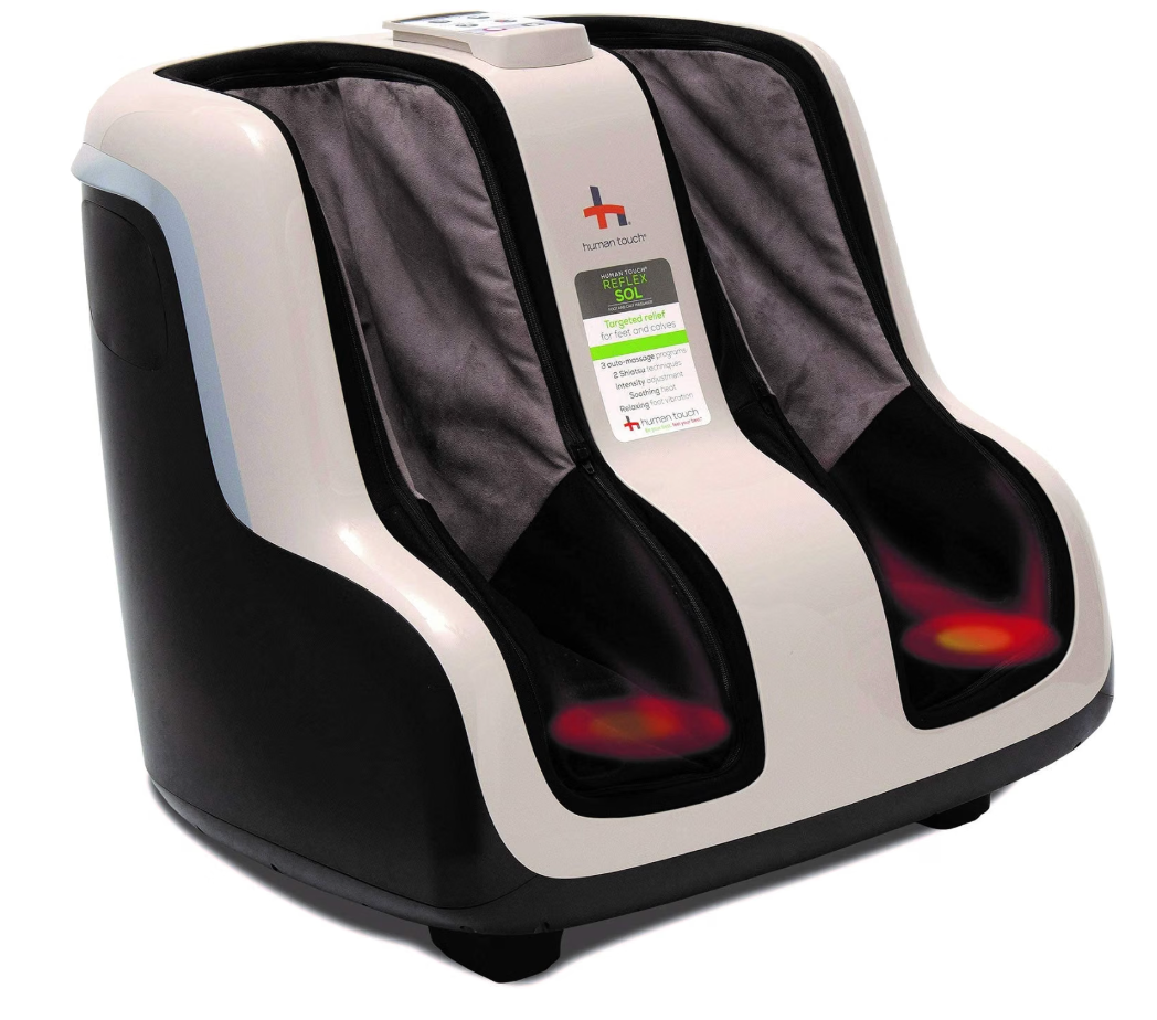 Human Touch Reflex SOL Foot & Calf Massager w/Heat - HSA Approved - Plantar Fasciitis Relief + Circulation + Shiatsu Deep Kneading + Vibrating for Stress - Adjustable for Women & Men up to Size 12