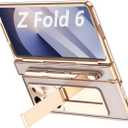 GOUHGKH for Galaxy Z Fold6 Case, with Pen & Screen Protector, Rugged Hinge Protection, Camera Lens Cover, Full Body Protective Phone Case for Samsung Z Fold 6, Pink Gold