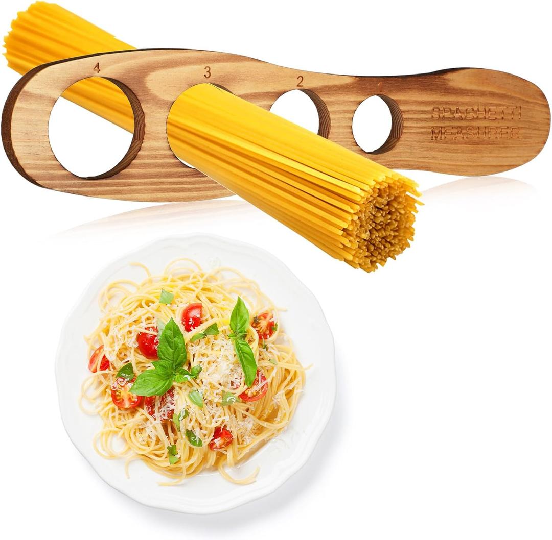 GlikCeil Wood Spaghetti Pasta Measurer Tool with 4 Serving Pasta Measuring Portion Control Gadgets Kitchen Accessories 4 Holes Quick Spaghetti portion Tool for Kitchen Cooking