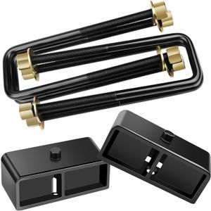 HHCSOP 2" Rear Lift Block Kits, Compatible with 2007-2021 Chevrolet Chevy Silverado 1500, 2007-2019 GMC Sierra 1500, 2 inch Rear Leveling Kit Extended Square U-Bolts