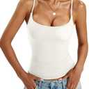 EasyGala Womens Padded Cami Tank Tops Double Lined Spaghetti Strap Built in Bra Shirts Slim Fitted Basic Summer Cloth 2025, S