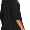Afibi Womens Cold Shoulder 3/4 Sleeve Swing Tunic Tops for Leggings (X-Large, Black) (Black, XL)