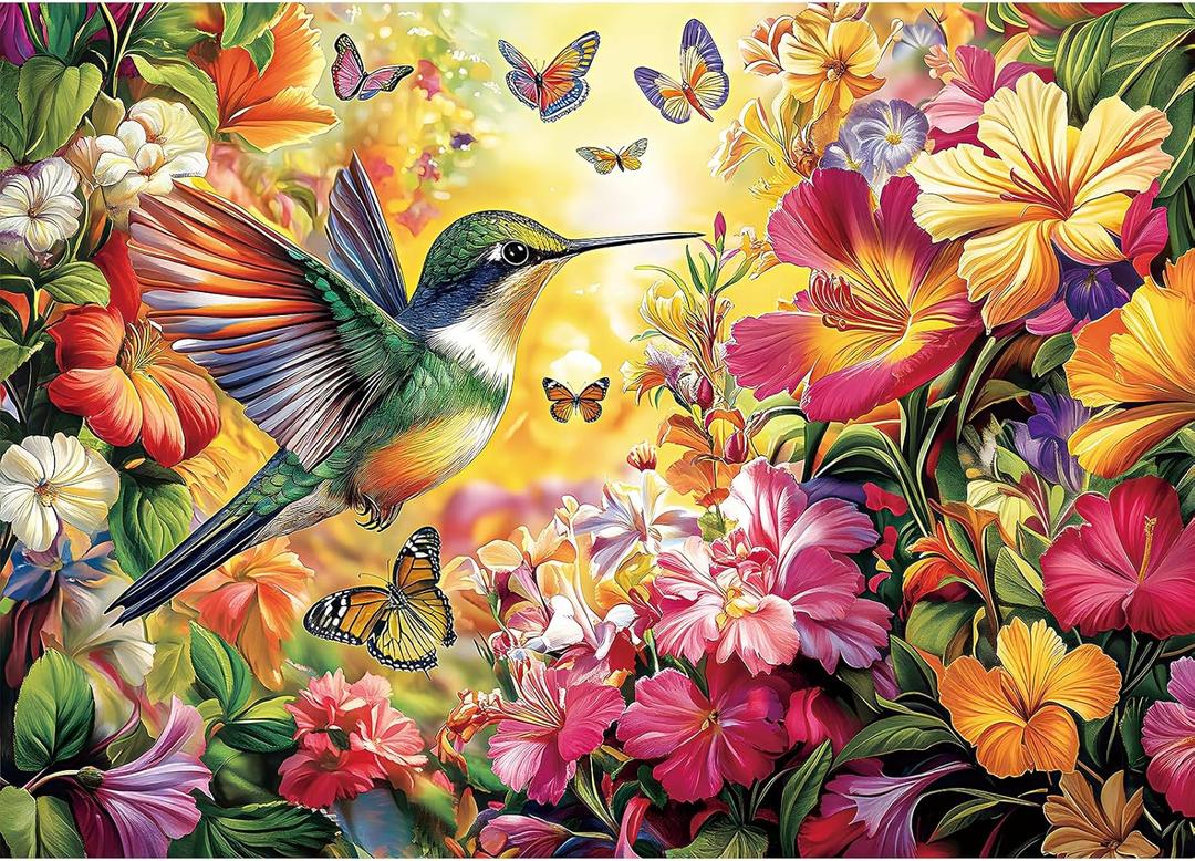1000 Piece Puzzle for Adults Clearance, Spring Animals Bird Jigsaw Puzzle, Floral Nature Scene Jigsaw Puzzles 1000 Pieces, Challenging Puzzle Game for Home Decor, Gift for Adults, 28X20 inches