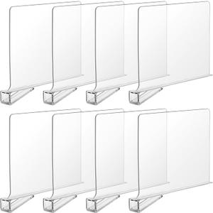 Boao 8 Pcs Shelf Dividers for Closet Organization Acrylic Clear Shelf Divider Purse Organizer Handbag Separator Bookshelf Divider for Closet Bedroom Kitchen Office Cabinet Bathroom