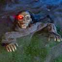 JOYIN Halloween Decorations Outdoor Zombie Groundbreaker with Decayed Face and Flash Eyes, Halloween Outside Decorations Scary Zombies Prop for Yard Graveyard Lawn Cemetery Decor