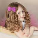 2 x Glitter Sparkly Hair Bow Clips 4" Cute Hot Purple Sequins Cheer Barrettes Pink Alligator Hairpins Accessories for Kids Teens Toddlers Baby Cheerleader Girls Xmas Gift