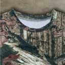 Women's Camo Print Crop Tops Short Sleeve Crewneck Slim Fit T Shirt Summer Graphic Tees (L)