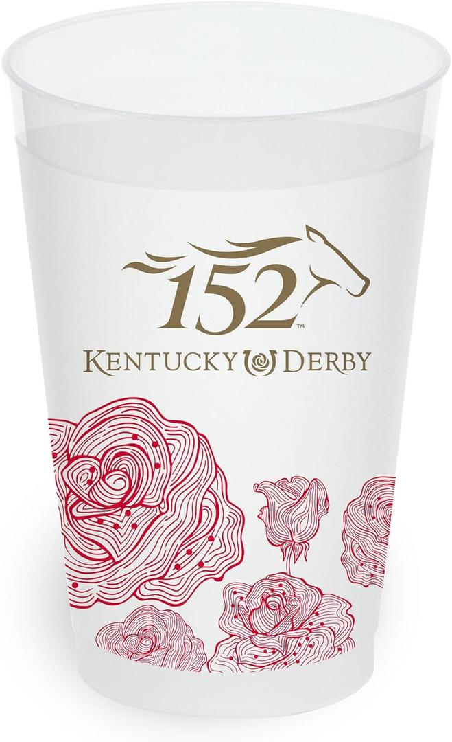 Westrick Official 152nd Kentucky Derby Frosted Plastic Cups 25 Pack Sturdy 14oz Commemorative Party Cups with 2026 Derby Logo | Perfect for Churchill Downs Tailgating and Watch Parties