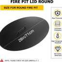28" Fire Pit Lid Round Outdoor Fireplace Cover Lid Heat Resistant Flat Burner Pan Cover for Round Patio Fire Pit Prevent Sparks, Snuff Campfire