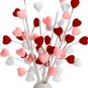 6 Pcs Valentine's Day Velvet Heart Floral Picks Artificial Heart Flowers Picks Decor 3D Velvet Valentines Foam Stems for Valentine's Day Wedding Birthday Flower Bouquet Vase Decor