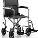 McKesson Drive Transport Chair Steel, Silver Vein Frame 250 lbs. Fixed Arms, Padded Black