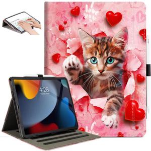 Lokigo for iPad Air 13 Inch Case M3/M2(2025/2024), iPad Pro 12.9 Case (6th/5th/4th/3th Gen 2022/2021/2020/2018) with Pencil Holder, Support Touch ID and Auto Wake/Sleep (Pink Cat)