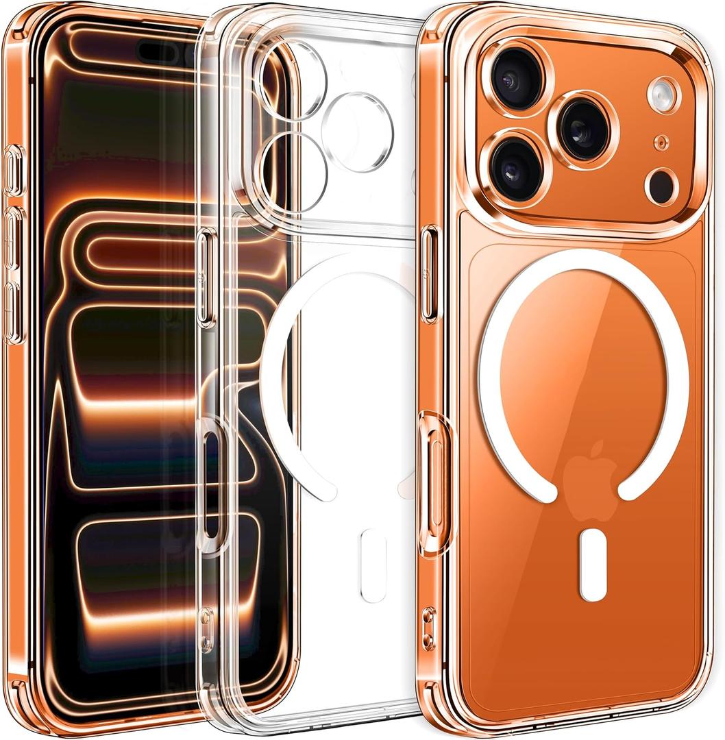 ivoler Magnetic Case for iPhone 17 Pro 6.3'' [Compatible with Magsafe] [15 FT Military Grade Protection] Magnetic Charger Case Bumper, Frosted Translucent Back for 17 Pro- Clear