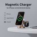 4 in 1 Magnetic Wireless Charging Station,15W Fast Charging with Night Light for MagSafe Charger Stand,3 in 1 Wireless Charger for iPhone 17/16/15/14/13 Pro Max,Apple Watch & AirPods,Sand Gold