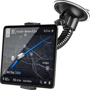 APPS2Car Heavy-Duty Tablet Holder for Truck Car Semi Pickup Tractor UTV RV | Ultra-Strong 4.33" Vacuum Suction Cup, Stable Double-Rib Metal Arm Anti-Shake, Road Trip Essentials, Car Mount for iPad
