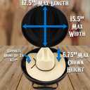 CASEMATIX Cowboy Hat Box and Portable Storage for Brims Up To 4.75'' - Hard Shell Case with Adjustable Carry Strap, Luggage ID Slot Foam Insert Dipping Brim Hats, Black, 18'' x 16'' x 8.3''