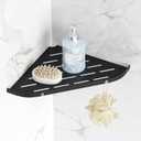 Bathroom Corner Shelf, 9" Shower Shelf Caddy, SUS304 Stainless Steel Shelf Wall Mount Corner Shelf with 2 Hooks, Matte Black