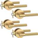 Asidrama 4 Pack Champagne Bronze Privacy Door Handles, Door Lever with Door Knobs Indoor for Bedroom or Bathroom, Heavy Duty Door Handles Interior with Locks for Left Right Sided Doors