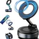 Vacuum Magnetic Phone Holder - 360 Adjustable Magsafe Car Mount, Foldable Car Phone Holder with Strong Suction Cup Mount, Universal Fit for All Smartphones