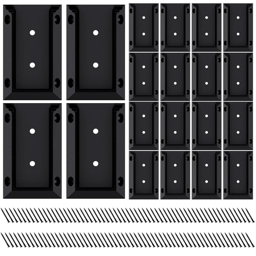 Goovilla Deck Railing Bracket Connectors, 2x4 Brackets for Railing Wood Lumber Post, 20 PCS Sturdy Nylon Deck Rail Bracket with 120 PCS Coating Screws for Wooden Stair Fence Railings Handrail, Black