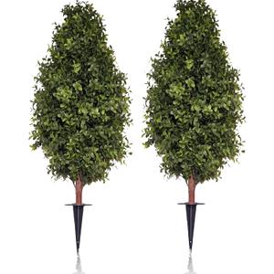 3FT Artificial Boxwood Bush Topiary Tree UV Resistance Rated with Spike. Easy to Push in The Ground.Plant Looks Great in a Planter Anywhere. Indoor/Outdoor Decor 2 Pack
