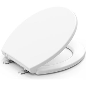 Plus Toilet Seat Round, Slow Close Toilet Seat, No-Slam, Magnetic Quick-Release Easy Clean, Easy Installation, SecureGrip Bumpers, Wobble-Free, Adjustable Fit, Plastic, White