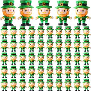 50 Pcs St. Patrick's Day Mini Leprechaun Figurines Bulk Small Leprechaun Figures to Hide and Seek Irish Miniature Toy for St. Patrick's Day Gift Tiered Tray Table Party Home Garden Decor