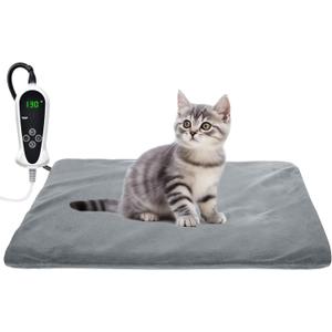 RIOGOO Pet Heating Pad, Upgraded Electric Dog Cat Heating Pad Indoor Waterproof, Auto Power Off (S 17.5"x 14", Grey)