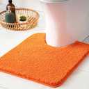 MIULEE Orange Toilet Rugs U-ShapedSoft Absorbent Microfiber Bathroom Rugs Non Slip Quick Dry Fluffy Contour Bath Mats for Toilet Base Bathroom Floor, Machine Washable, 24 * 24 Inch