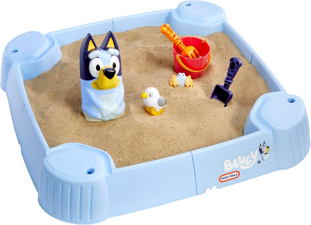 Little Tikes Bluey Beach Day Sand Box with 6 Accessories, Bluey Active Play, for Boys and Girls Ages 1-6 Years