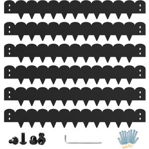 Black Steel Landscape Edging 20FT Kit Metal Garden Edging with Scalloped Design, 6 Inch Galvanized Lawn Edging for Flower Bed Borders, Pathway Edging & Garden Border