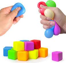8 Pcs Stress Cube Bulk Ice Cube Stress Ball Anxiety Relief Soft Squeeze Sensory Ball for Party Favors Prizes Goodie Bag Stuffers (Pink,Blue,Green,Orange)