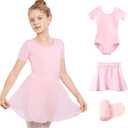 Stelle Girls Ballet Leotards Toddler Dance Outfit Combo with Pull on Skirt and Tights (Toddler/Little Kid/Big Kid) (4-5T, 01-ballet Pink)