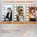 Hansong Large Vanity Makeup Mirror with Lights 32"X23" Lighted Hollywood Mirror with 18 Dimmable Bulbs, 3 Color Light Settings, USB Port, Bedroom Makeup Mirror for Tabletop