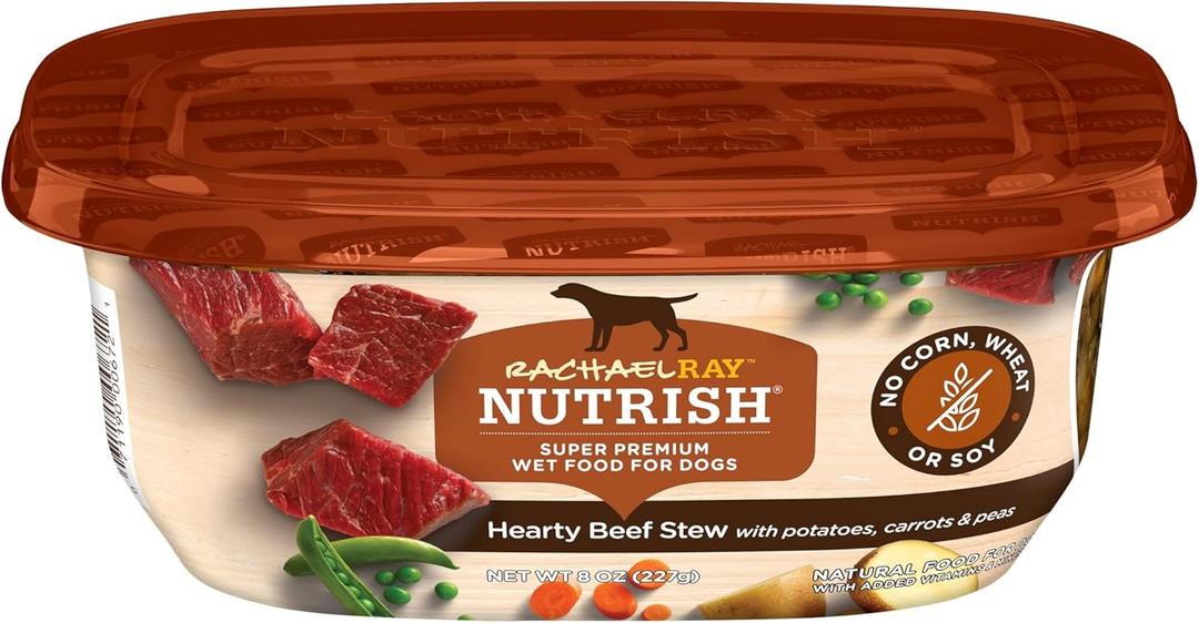 Rachael Ray Nutrish Wet Dog Food Hearty Beef Stew, 8 oz. Tub, 8 Count, Best Before Date 11/30/2026 