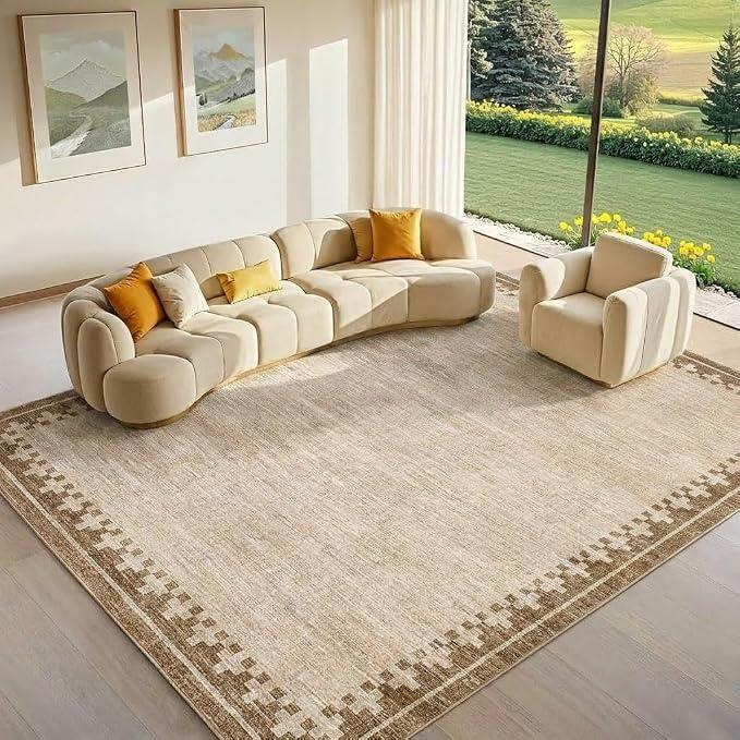 Garvee ; machine washable area rug, brown,8x10