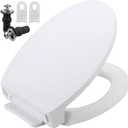 SS114 Elongated Toilet Seat Compatible with TOTO SS113/SS154/SS224/SS204, Soft Close Elongated Toilet Seat, Traditional Toilet Seat Replacement with Toilet Bolts and Nut - Cotton White