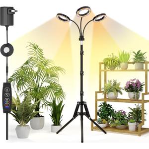 Grow Lights for Indoor Plants, Full Spectrum LED Plant Light with Tripod Stand, Plant Growing Lamps with Timer 3/9/12H, 3 Color Modes, 6 Brightness, 78'' Adjustable Height for Large Plants