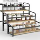 Spice Rack Organizer for Countertop , 3-Tier Spice Storage Holder with Magnetic Connetion for Kitchen , Durable Syrub Rack with Fall Protection ,Versatile Display Rack for Wine Bottles,Cosmetics.