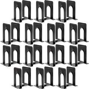 Happyhapi 14 Pair Book Ends for Shelves, 28 Pcs Metal Bookends Book Holder for Shelf, Heavy Book Stopper for Desk, Simple Library Office Home Bookend, 4.9 x 5.7 x 6.5 in, Black