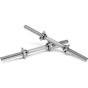 Yes4All Threaded Dumbbell Handles, Adjustable Dumbbell Bar Pair, 14/16/18/24-Inch Sizes, Fits 1" or 1.15" Plates, Non-Slip Grip, Secure Star-Lock Collars (16" - Chrome - Silver)