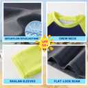 Angel season Rash Guard for Boys UPF 50+ Swim Shirt Long Sleeve Bathing Suit Summer UV Protection Sun Shirts Rashgurad (4T, Yellow+navy Blue)