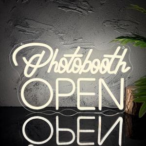 Photobooth Open Neon Signs for Wall Decor, Dimmable Photo Studio Sign Led Neon Light Sign Photo Booth Decor Open Sign Office Reception Sign Birthday Party Decorative Gifts(15.7 * 9.5in)