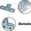 4 Hole T Shaped Connector Flat Plate Fitting Bracket Brace Fit for 1/2" Bolt in 1-5/8" Strut Channel, 6 Pack