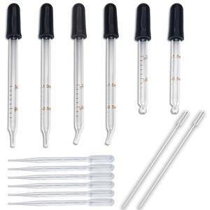6 PCS 1 mL Glass Eye Droppers with Clean Brush for Essential Oils, Lab, Health Care, Crafts - Glass Dropper, Eye Dropper, 1mL Pipettes Dropper, Medicine Dropper